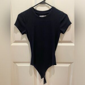 Abercrombie & Fitch Black Fitted Cap Sleeve Bodysuit